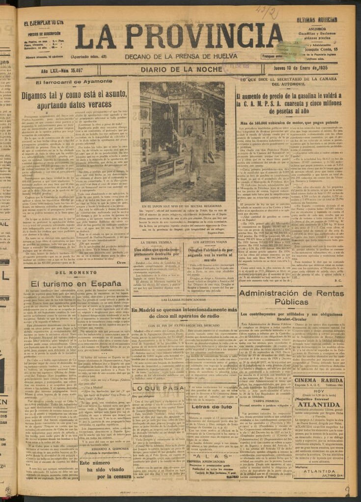 Miniatura de La Provincia : diario de la noche del 10 de enero de 1935