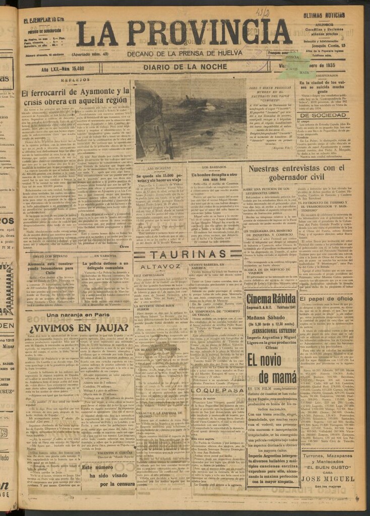 Miniatura de La Provincia : diario de la noche del 11 de enero de 1935