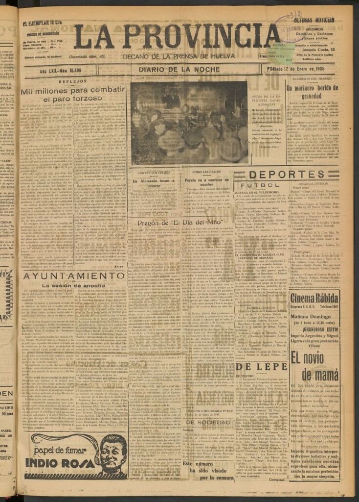 Miniatura de La Provincia : diario de la noche del 12 de enero de 1935