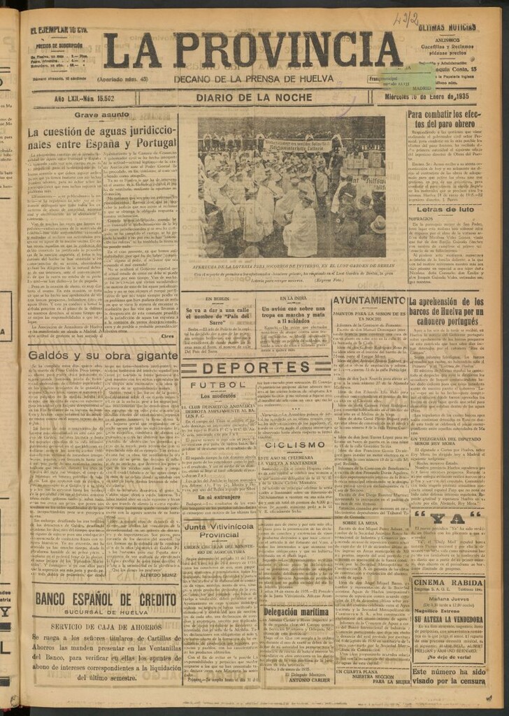 Miniatura de La Provincia : diario de la noche del 16 de enero de 1935