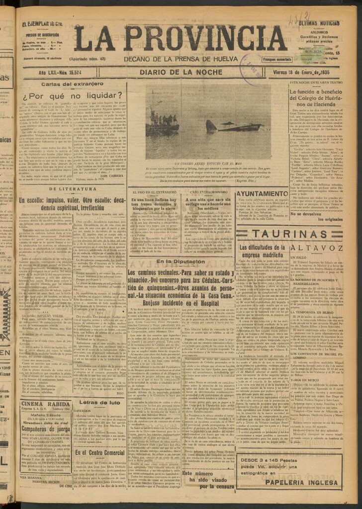 Miniatura de La Provincia : diario de la noche del 18 de enero de 1935