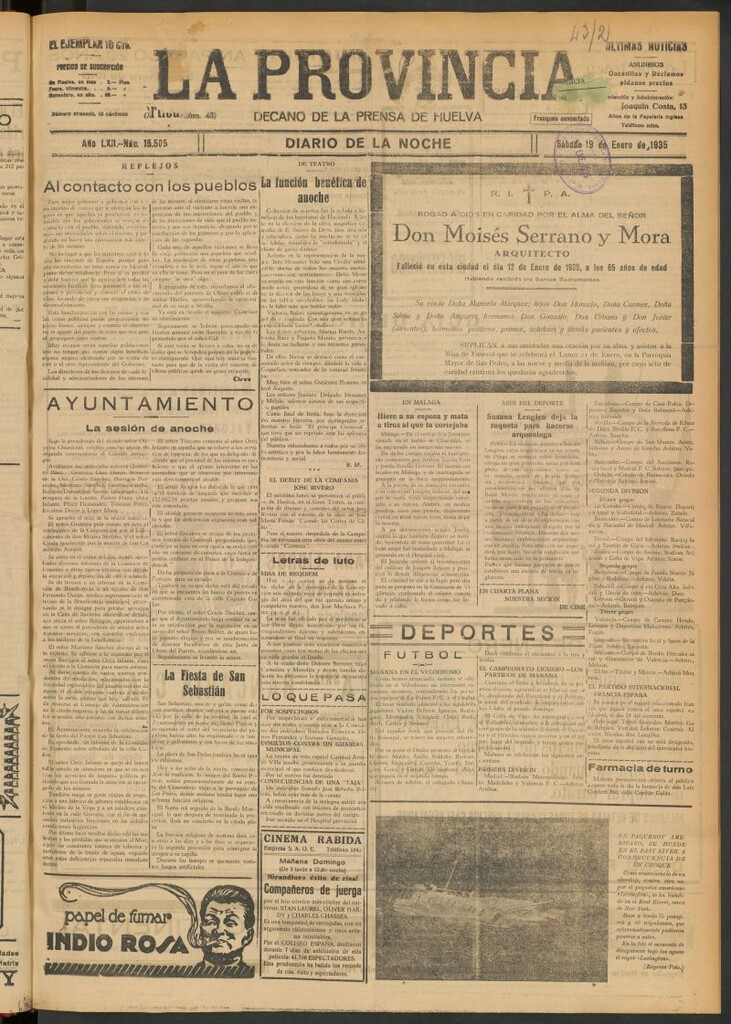 Miniatura de La Provincia : diario de la noche del 19 de enero de 1935
