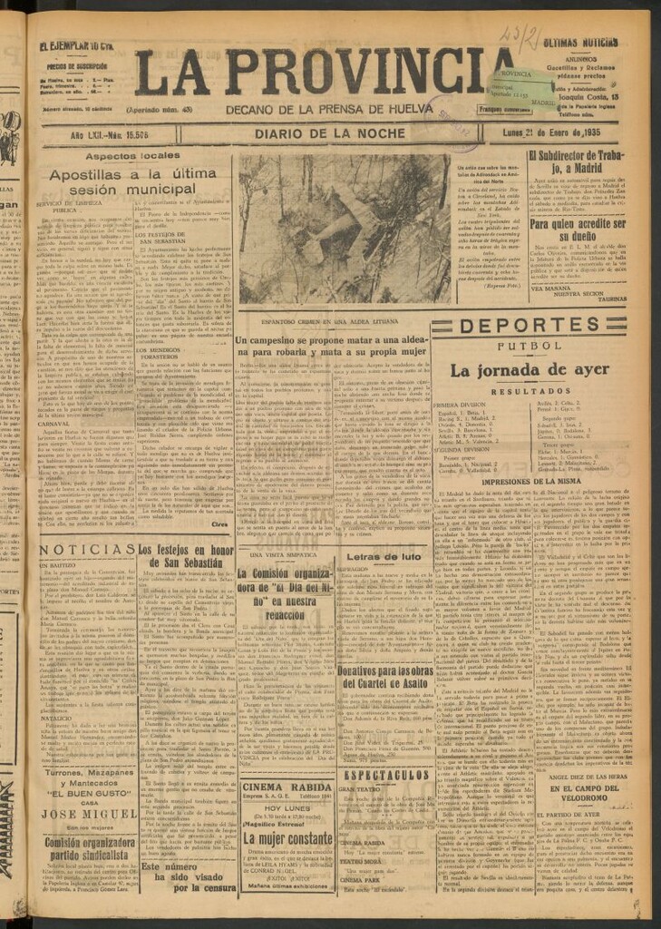 Miniatura de La Provincia : diario de la noche del 21 de enero de 1935