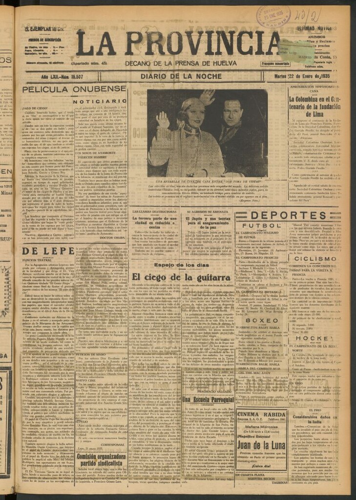 Miniatura de La Provincia : diario de la noche del 22 de enero de 1935