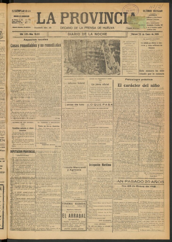 Miniatura de La Provincia : diario de la noche del 25 de enero de 1935