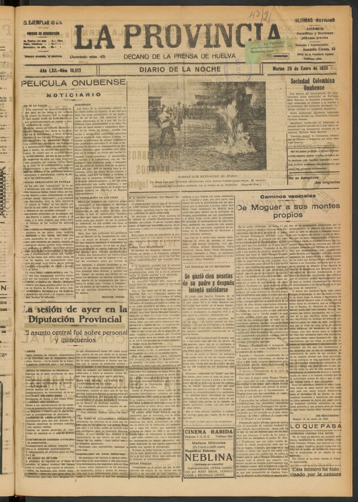 Miniatura de La Provincia : diario de la noche del 29 de enero de 1935