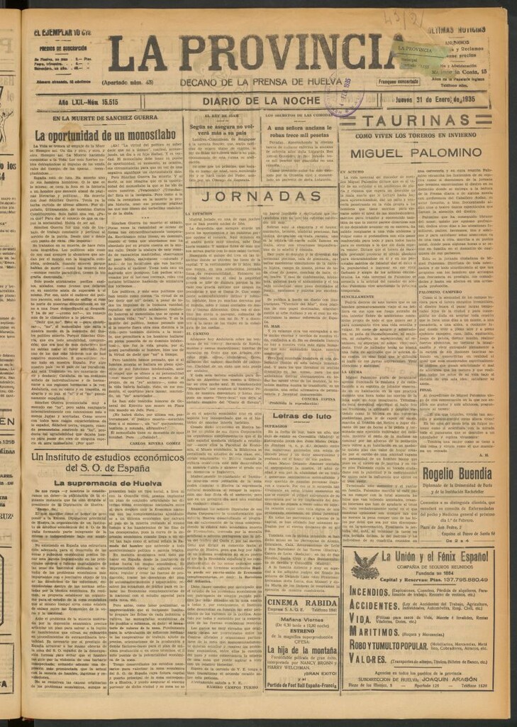 Miniatura de La Provincia : diario de la noche del 31 de enero de 1935