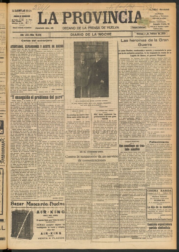 Miniatura de La Provincia : diario de la noche del 1 de febrero de 1935