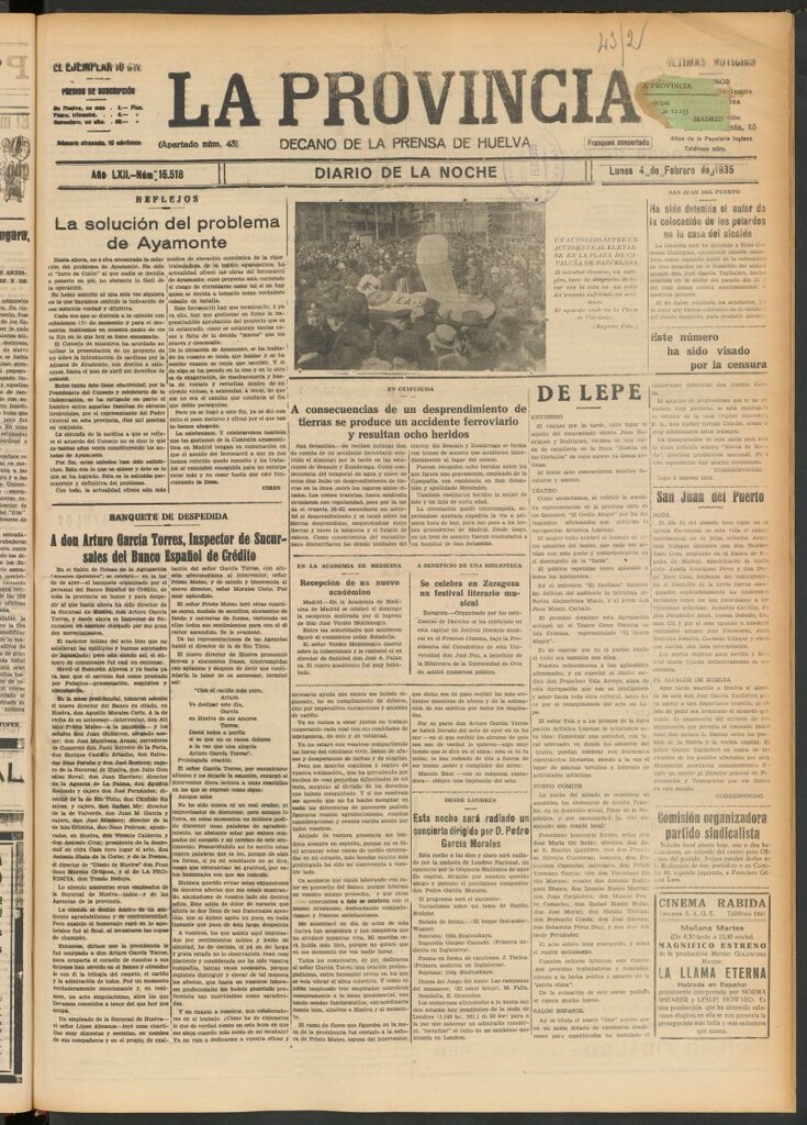 Miniatura de La Provincia : diario de la noche del 4 de febrero de 1935