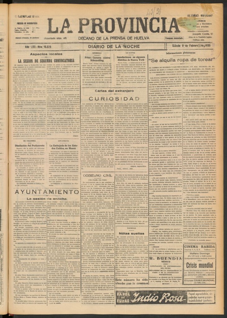 Miniatura de La Provincia : diario de la noche del 9 de febrero de 1935