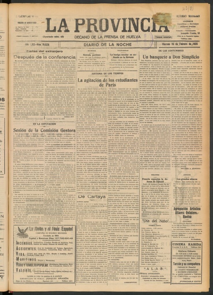 Miniatura de La Provincia : diario de la noche del 15 de febrero de 1935
