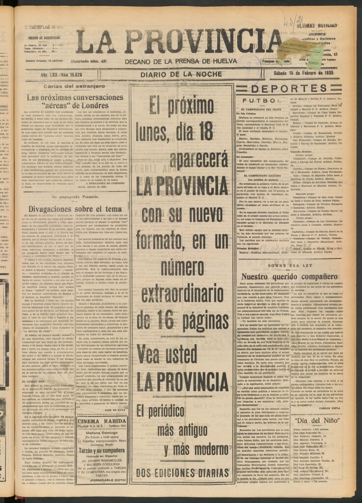 Miniatura de La Provincia : diario de la noche del 16 de febrero de 1935
