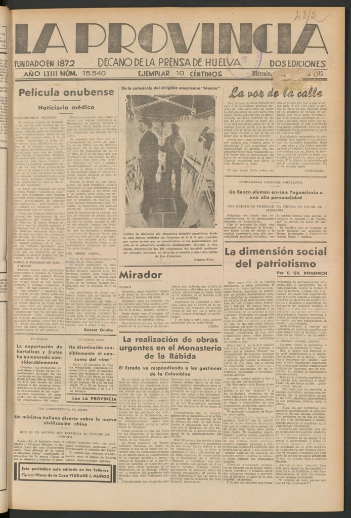 Miniatura de La Provincia : diario de la noche del 27 de febrero de 1935