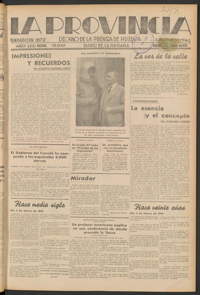 Miniatura de La Provincia : diario de la noche del 2 de marzo de 1935