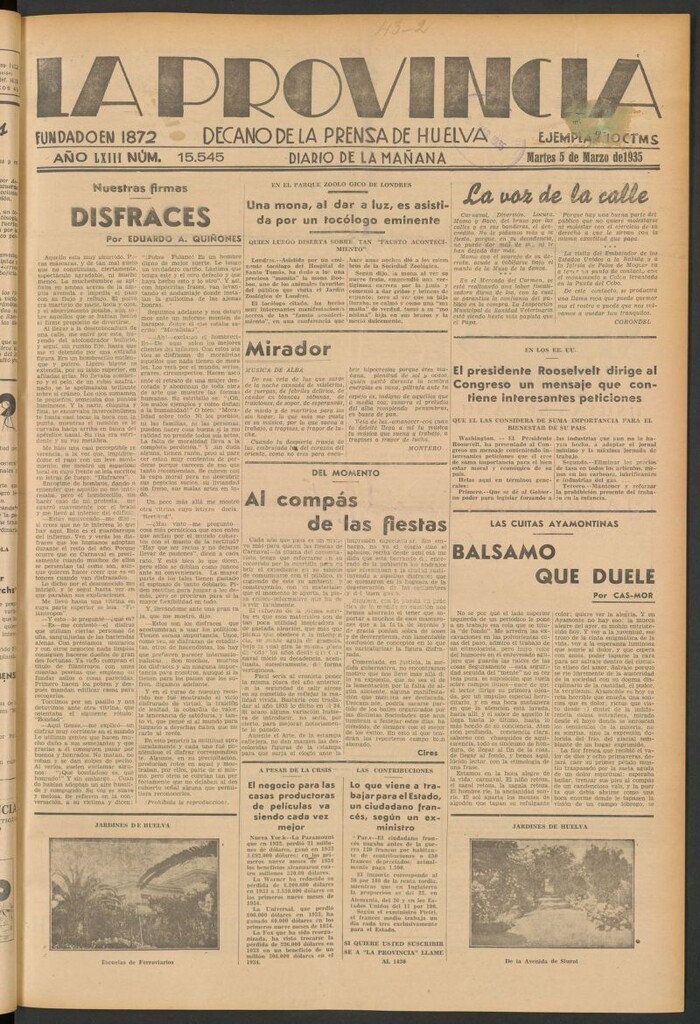 Miniatura de La Provincia : diario de la noche del 5 de marzo de 1935