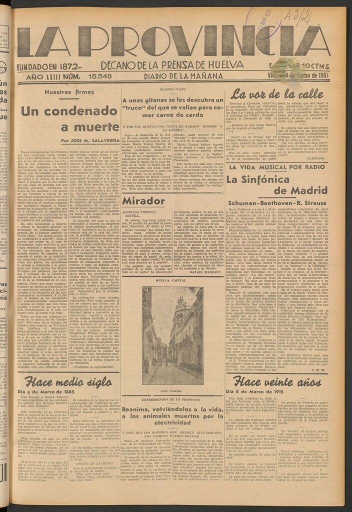 Miniatura de La Provincia : diario de la noche del 8 de marzo de 1935