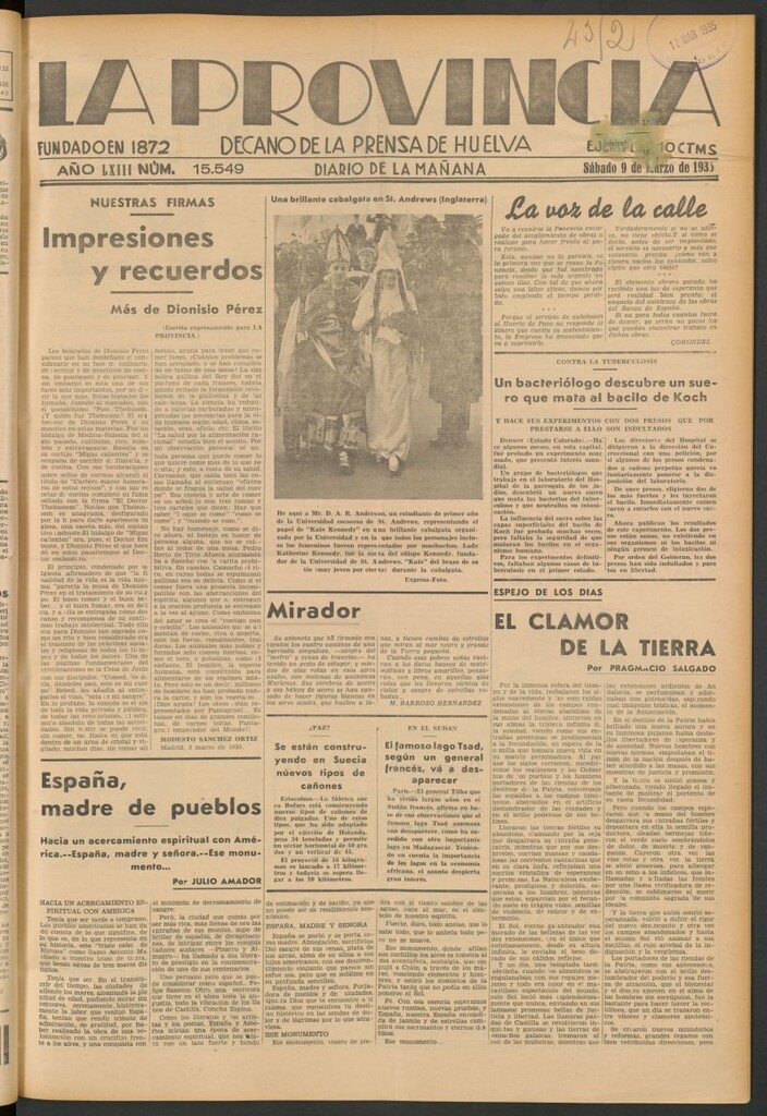 Miniatura de La Provincia : diario de la noche del 9 de marzo de 1935