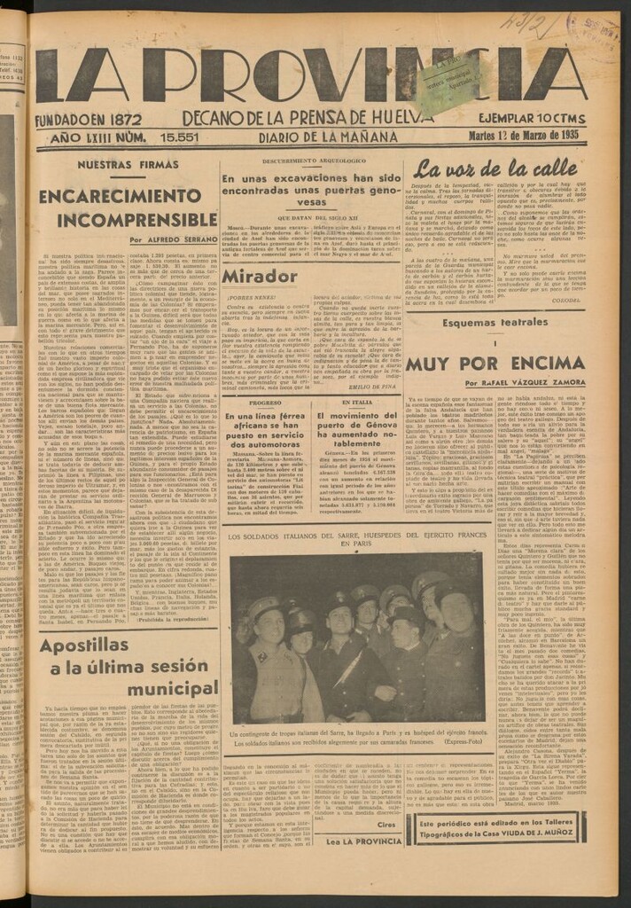 Miniatura de La Provincia : diario de la noche del 12 de marzo de 1935