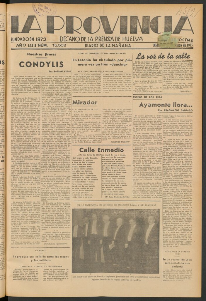 Miniatura de La Provincia : diario de la noche del 13 de marzo de 1935