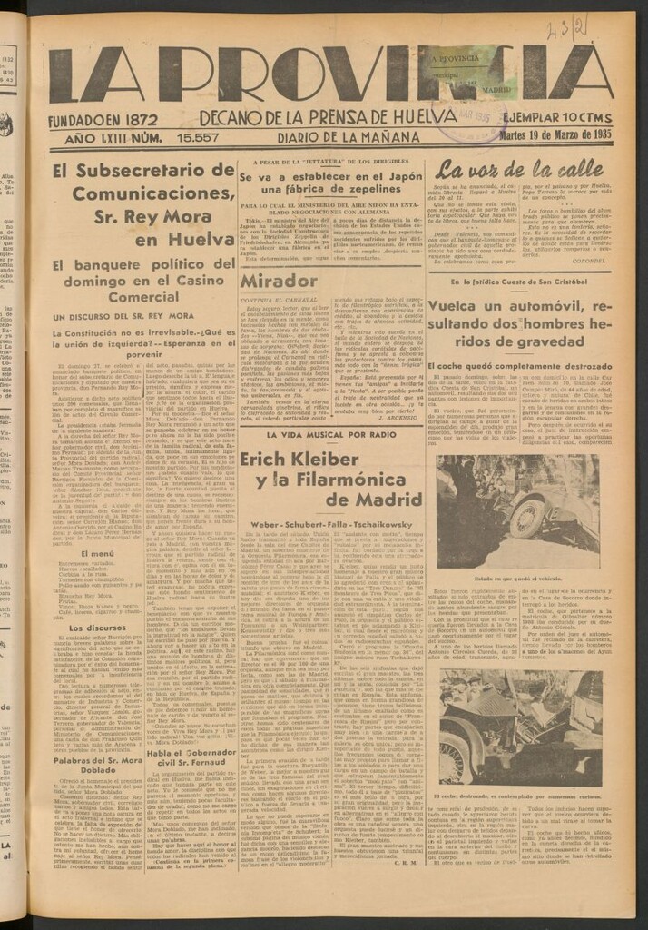 Miniatura de La Provincia : diario de la noche del 19 de marzo de 1935