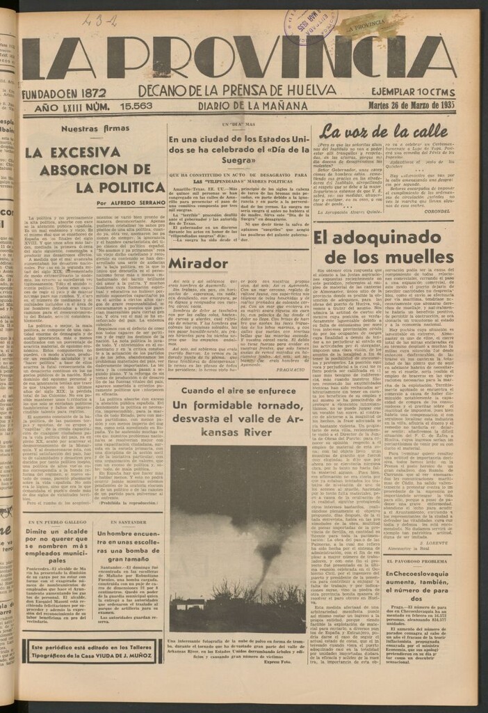 Miniatura de La Provincia : diario de la noche del 26 de marzo de 1935