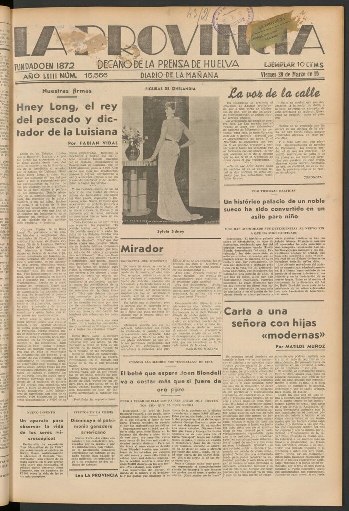Miniatura de La Provincia : diario de la noche del 29 de marzo de 1935