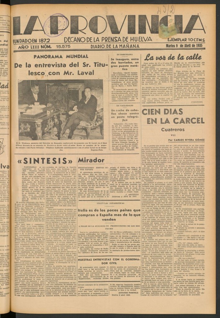 Miniatura de La Provincia : diario de la noche del 9 de abril de 1935