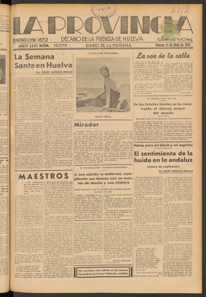 Miniatura de La Provincia : diario de la noche del 12 de abril de 1935