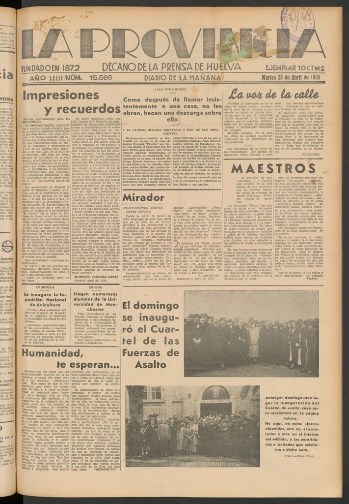Miniatura de La Provincia : diario de la noche del 23 de abril de 1935