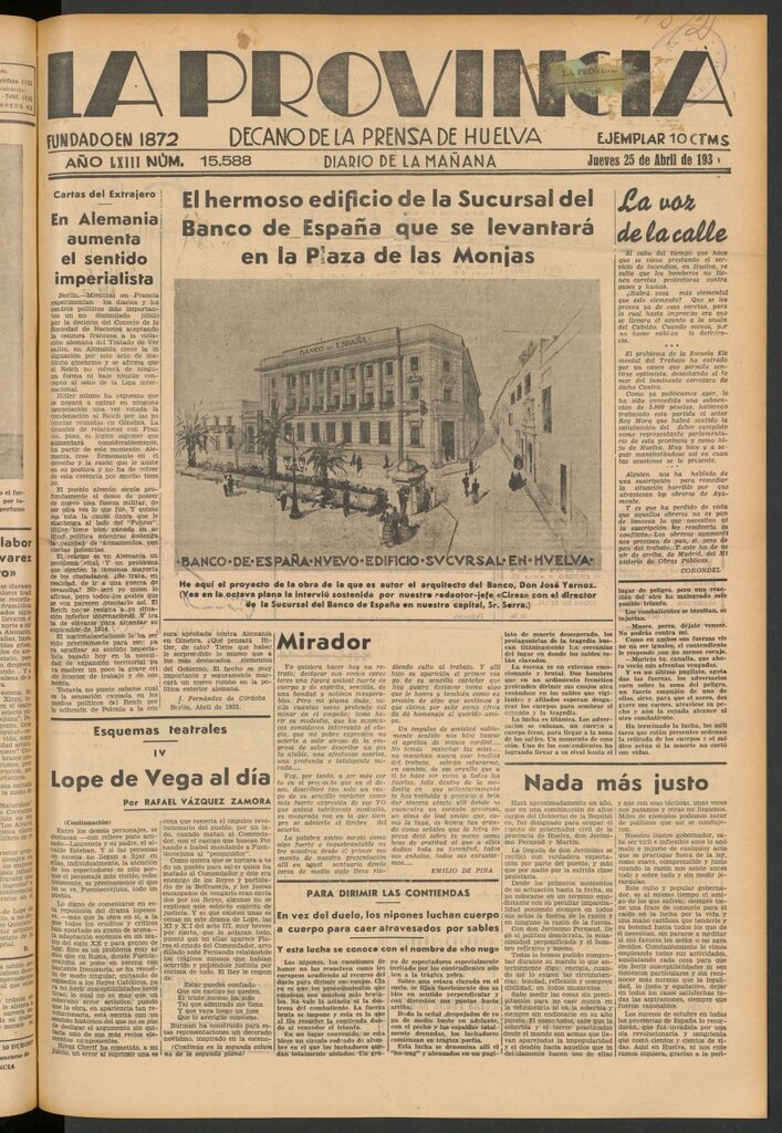 Miniatura de La Provincia : diario de la noche del 25 de abril de 1935