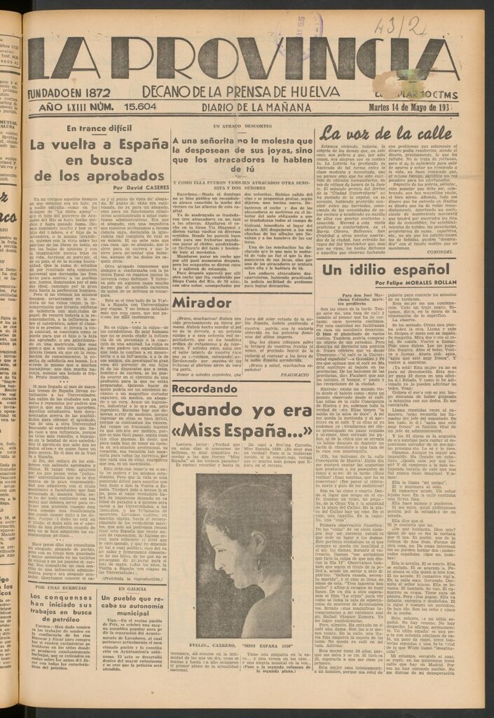 Miniatura de La Provincia : diario de la noche del 14 de mayo de 1935