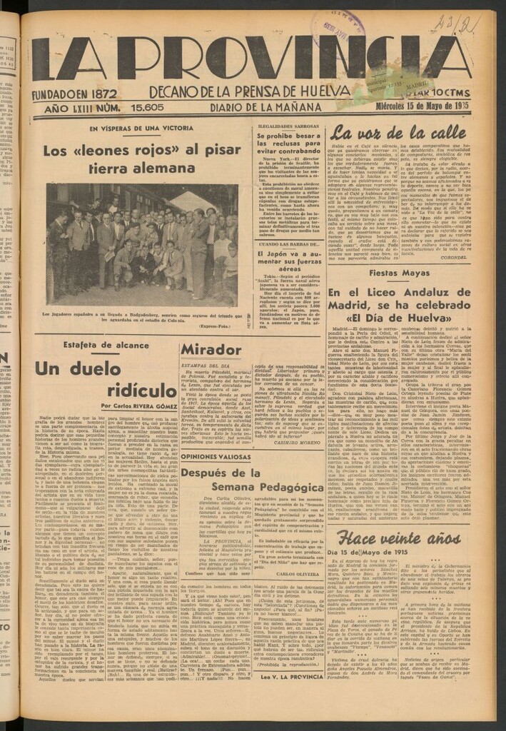 Miniatura de La Provincia : diario de la noche del 15 de mayo de 1935
