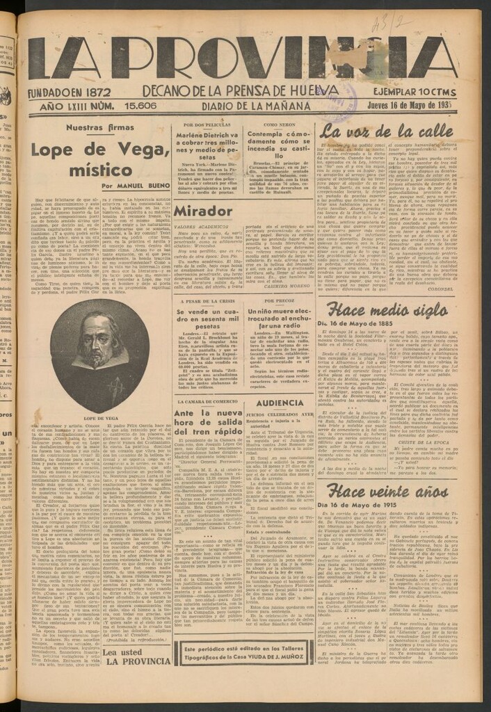 Miniatura de La Provincia : diario de la noche del 16 de mayo de 1935