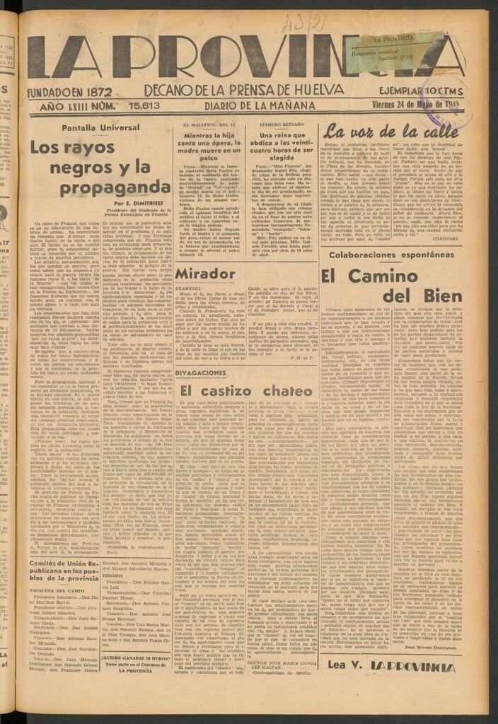 Miniatura de La Provincia : diario de la noche del 24 de mayo de 1935