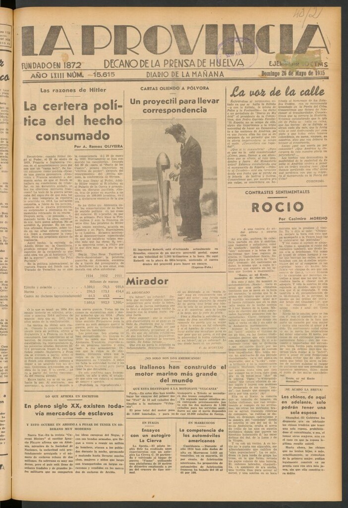 Miniatura de La Provincia : diario de la noche del 26 de mayo de 1935