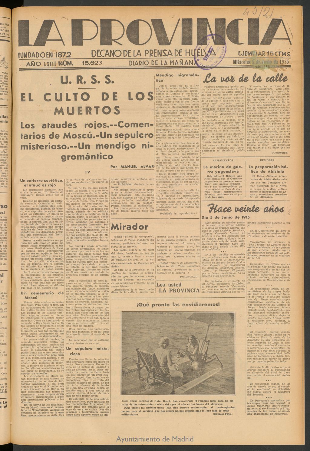Miniatura de La Provincia : diario de la noche del 5 de junio de 1935