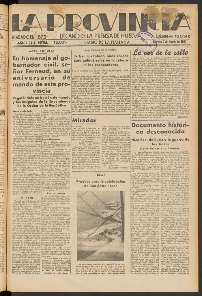 Miniatura de La Provincia : diario de la noche del 7 de junio de 1935