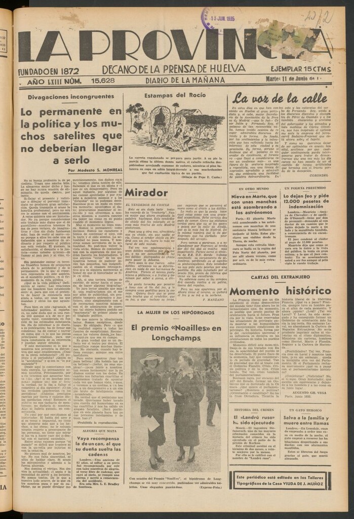 Miniatura de La Provincia : diario de la noche del 11 de junio de 1935