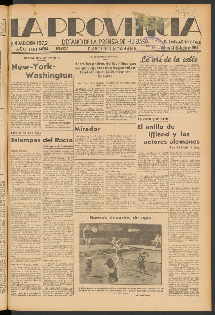 Miniatura de La Provincia : diario de la noche del 14 de junio de 1935