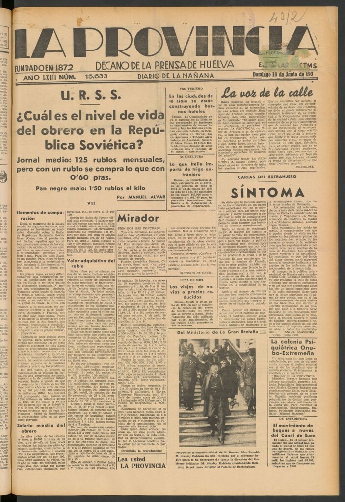 Miniatura de La Provincia : diario de la noche del 16 de junio de 1935