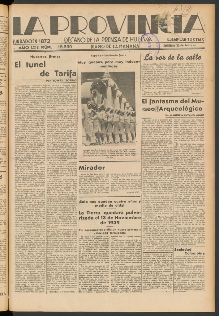 Miniatura de La Provincia : diario de la noche del 23 de junio de 1935