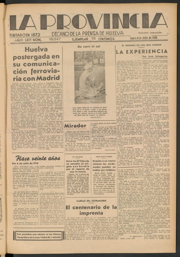 Miniatura de La Provincia : diario de la noche del 6 de julio de 1936