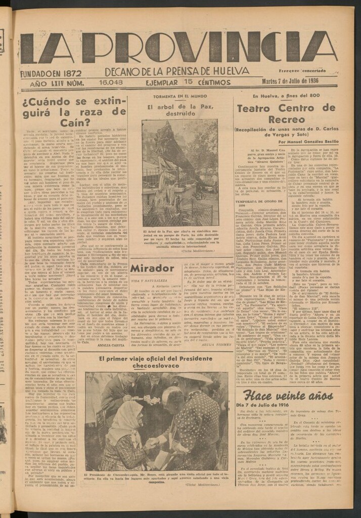 Miniatura de La Provincia : diario de la noche del 7 de julio de 1936