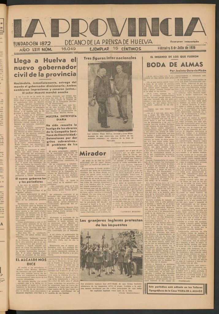 Miniatura de La Provincia : diario de la noche del 8 de julio de 1936