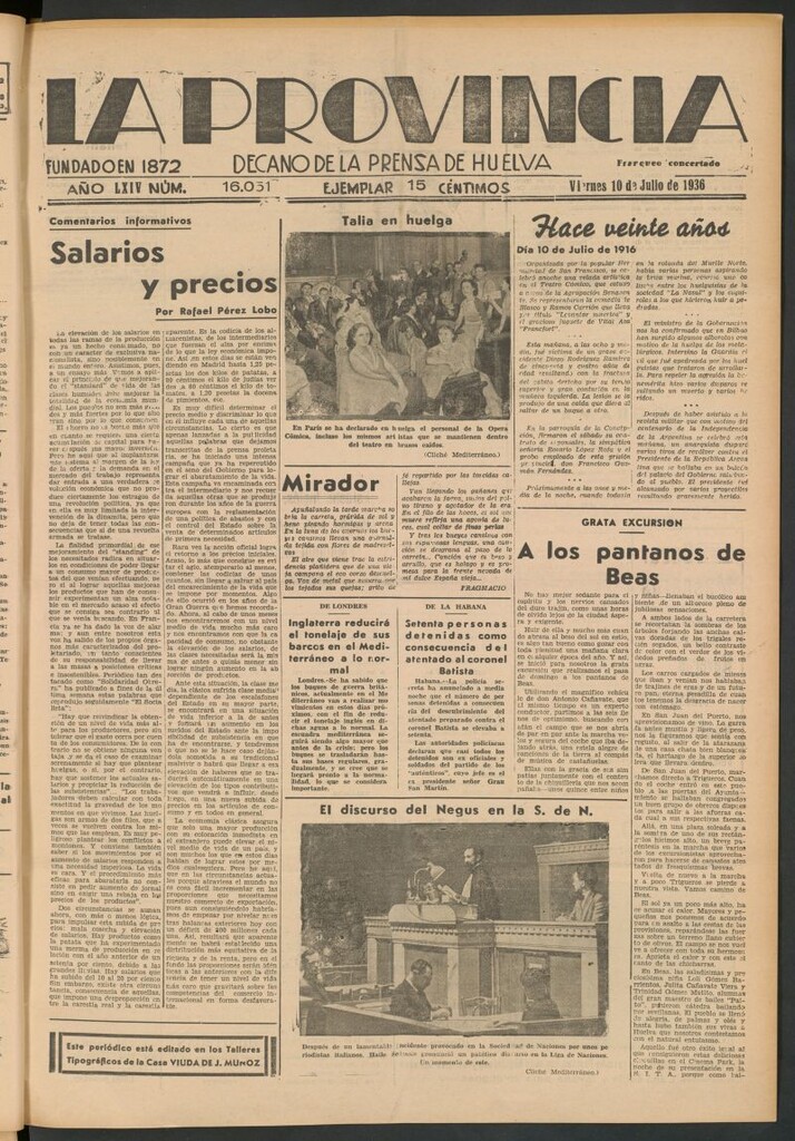 Miniatura de La Provincia : diario de la noche del 10 de julio de 1936