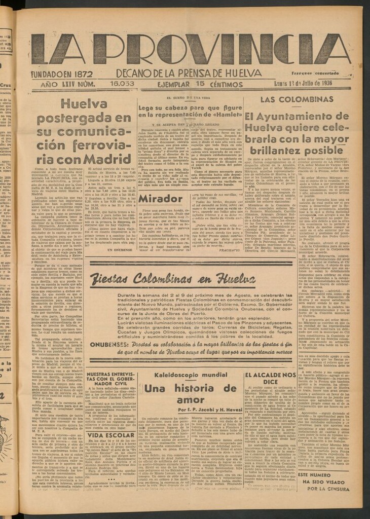 Miniatura de La Provincia : diario de la noche del 13 de julio de 1936