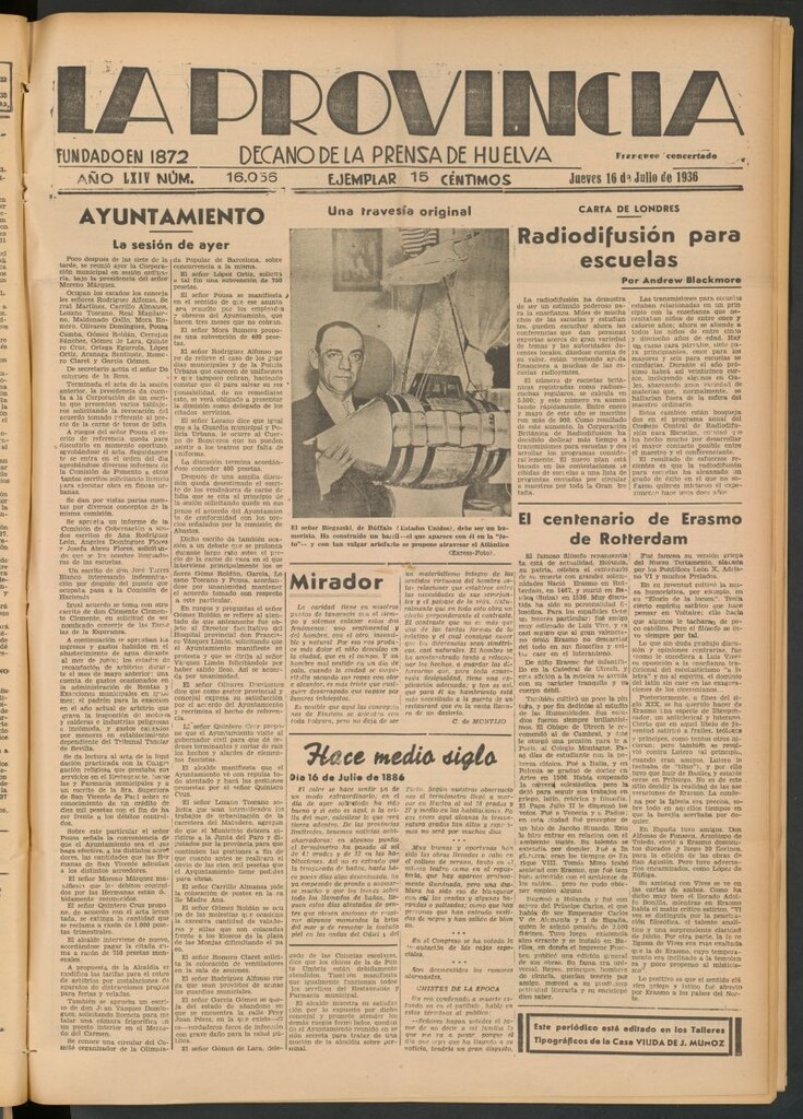 Miniatura de La Provincia : diario de la noche del 16 de julio de 1936
