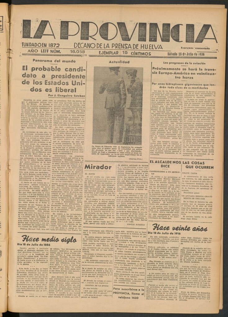 Miniatura de La Provincia : diario de la noche del 18 de julio de 1936