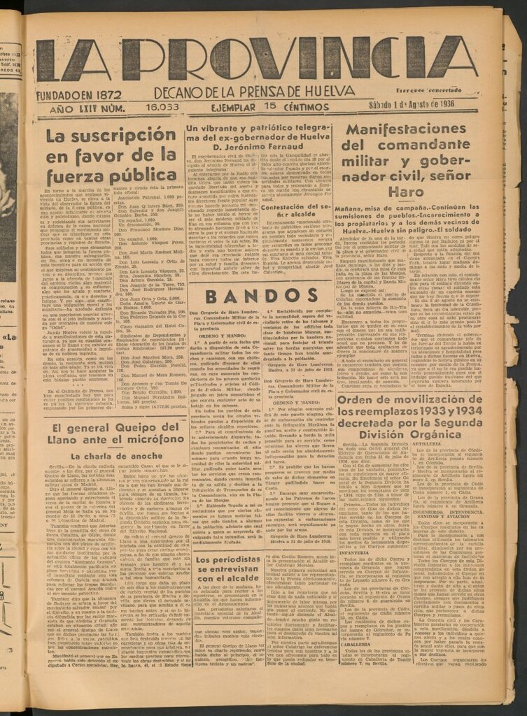 Miniatura de La Provincia : diario de la noche del 1 de agosto de 1936