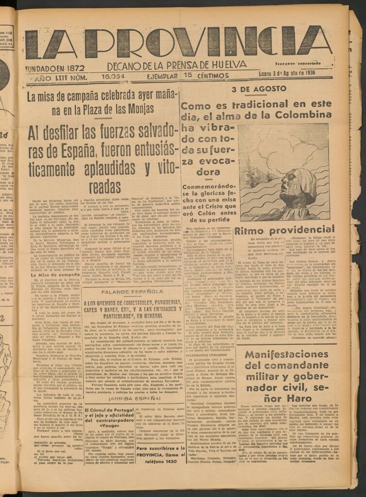 Miniatura de La Provincia : diario de la noche del 3 de agosto de 1936